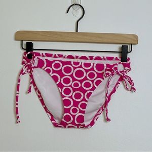 Victoria’s Secret Pink White Circle Side Tie Swim Bikini Bottom - Size Small